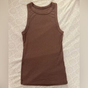 a new day Ribbed Brown Tank Top